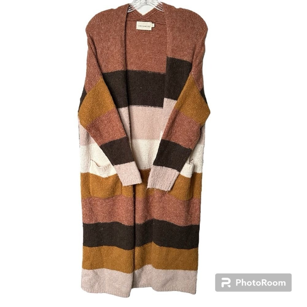 Dreamers Neutral‎ Colorbock Duster Cardigan Womens S Boho Cozy Fall